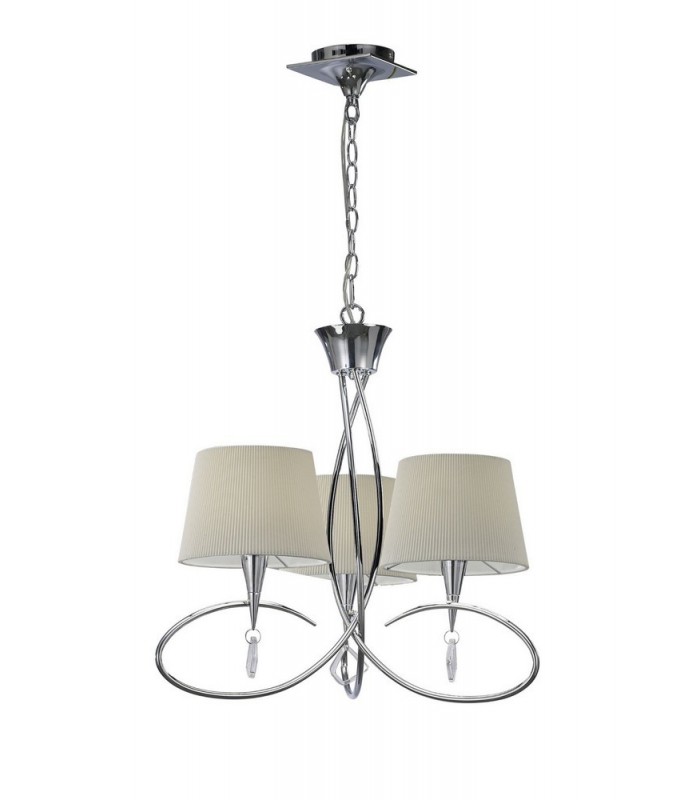 Ceiling Pendant 3 Light E14, Polished Chrome with Ivory White Shades - 1