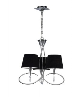 Ceiling Pendant 3 Light E14, Polished Chrome with Black Shades - 1