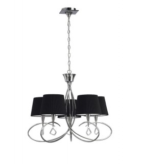 Ceiling Pendant 5 Light E14, Polished Chrome with Black Shades - 1