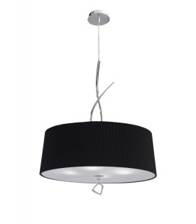Cylindrical Ceiling Pendant 4 Light E27 Round, Polished Chrome with Black Shade - 1