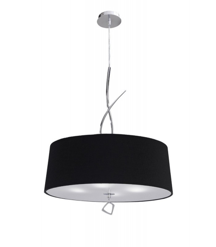 Cylindrical Ceiling Pendant 4 Light E27 Round, Polished Chrome with Black Shade - 1