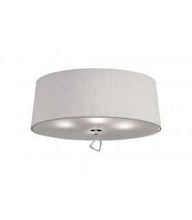 Ceiling 4 Light E27 Round, Polished Chrome with Ivory White Shade - 1