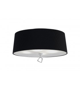 Ceiling 4 Light E27 Round, Polished Chrome with Black Shade - 1