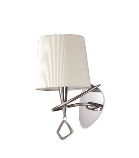 Wall Lamp Switched 1 Light E14, Polished Chrome with Ivory White Shade - 1