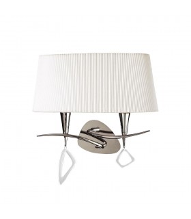 Wall Lamp Switched 2 Light E14, Polished Chrome with Ivory White Shade - 1