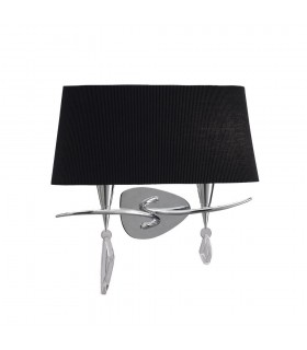 Wall Lamp Switched 2 Light, Polished Chrome with Black Shade - 1