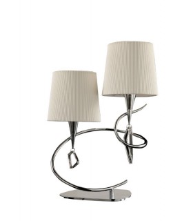 Table Lamp 2 Light E14, Polished Chrome with Ivory White Shades - 1