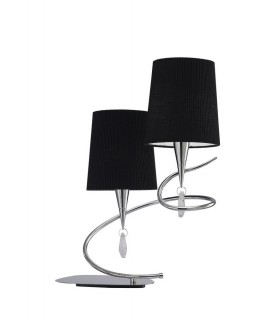 Table Lamp 2 Light E14, Polished Chrome with Black Shades - 1