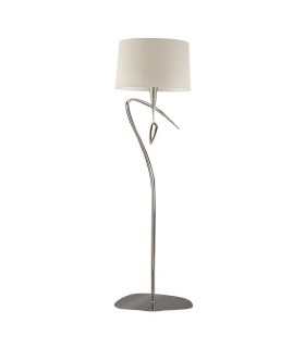 Floor Lamp 1 Light E27, Polished Chrome with Ivory White Shade - 1