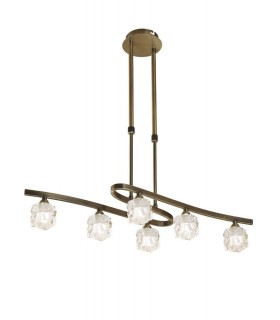 Telescopic Semi Flush Convertible 6 Light G9 ECO, Antique Brass - 1