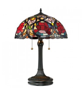 2 Light Tiffany Table Lamp Vintage Bronze, E27 - 1