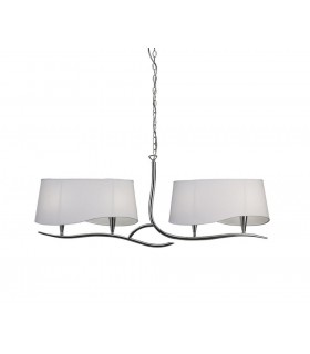 Ceiling Pendant 2 Arm 4 Light E14, Polished Chrome with Ivory White Shades - 1