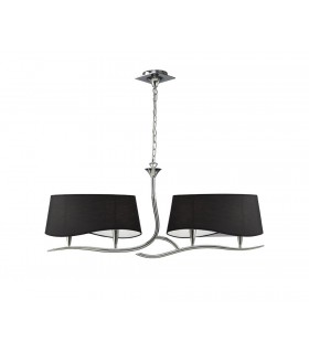 Ceiling Pendant 2 Arm 4 Light E14, Polished Chrome with Black Shades - 1