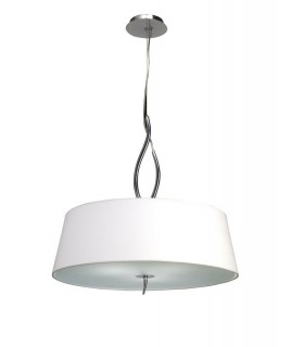 Cylindrical Ceiling Pendant 4 Light E27, Polished Chrome with Ivory White Shades - 1