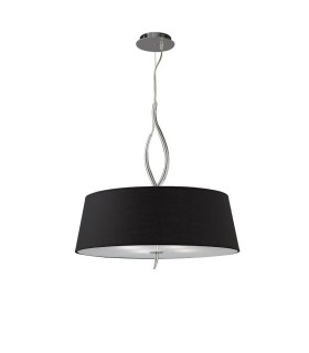 Cylindrical Ceiling Pendant 4 Light E27, Polished Chrome with Black Shades - 1