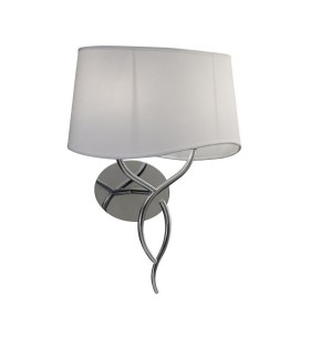 Wall Lamp Switched 2 Light E14, Polished Chrome with Ivory White Shade - 1