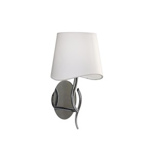 Wall Lamp Switched 1 Light E14, Polished Chrome with Ivory White Shade - 1