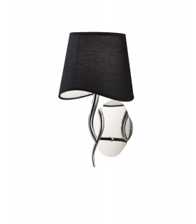 Wall Lamp Switched 1 Light E14, Polished Chrome with Black Shade - 1