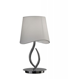 Table Lamp 1 Light E14 Small, Polished Chrome with Ivory White Shade - 1