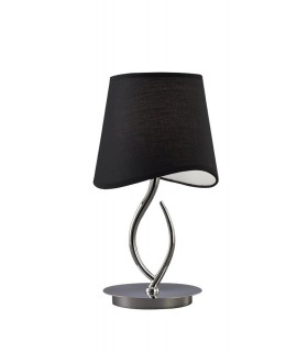 Table Lamp 1 Light E14 Small, Polished Chrome with Black Shade - 1