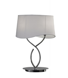 Table Lamp 2 Light E14 Large, Polished Chrome with Ivory White Shade - 1
