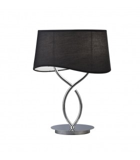 Table Lamp 2 Light E14 Large, Polished Chrome with Black Shade - 1
