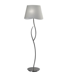 Floor Lamp 4 Light E27, Polished Chrome with Ivory White Shade - 1