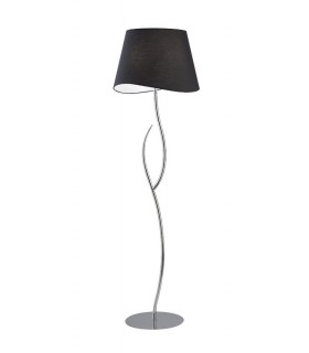 Floor Lamp 4 Light E27, Polished Chrome with Black Shade - 1