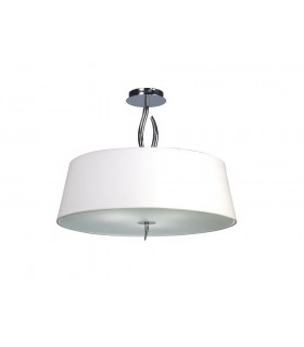 Semi Flush Ceiling 4 Light E27, Polished Chrome with Ivory White Shade - 1
