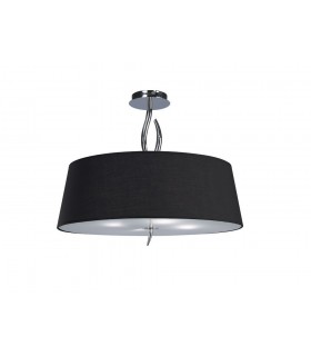 Semi Flush Ceiling 4 Light E27, Polished Chrome with Black Shade - 1