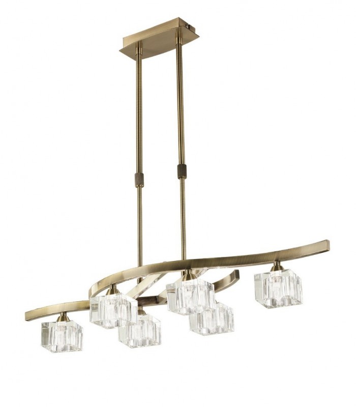 Telescopic Semi Flush 6 Light G9, Antique Brass - 1