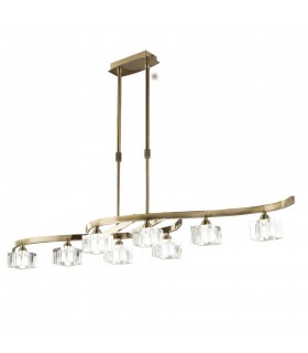 Telescopic Semi Flush Convertible 8 Light G9, Antique Brass - 1