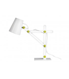 Table Task Lamp 1 Light E27, Matt White, Green - 1
