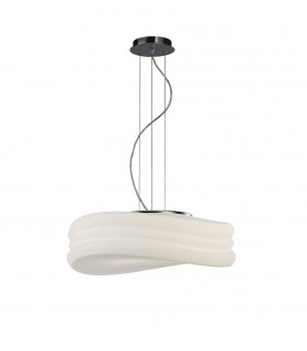 Ceiling Pendant 3 Light E27 Large, Polished Chrome, Frosted White Glass - 1
