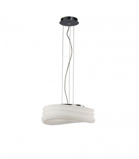 Ceiling Pendant 2 Light E27 Medium, Polished Chrome, Frosted White Glass - 1