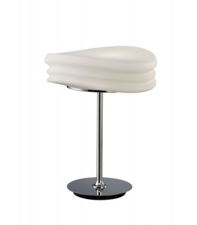 Table Lamp 2 Light E27 Medium, Polished Chrome, Frosted White Glass - 1