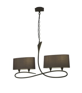 Ceiling Pendant 2 Arm 4 Light E27, Ash Grey with Ash Grey Shades - 1