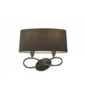 Wall Lamp Switched 2 Light E27, Ash Grey with Ash Grey Shade - 1