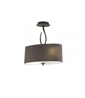 Semi Flush Ceiling 2 Light E27, Ash Grey with Ash Grey Shade - 1