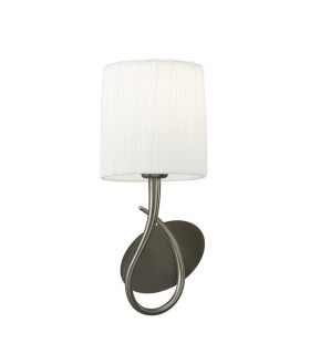 Wall Lamp Switched 1 Light E27, Satin Nickel with White Shade - 1