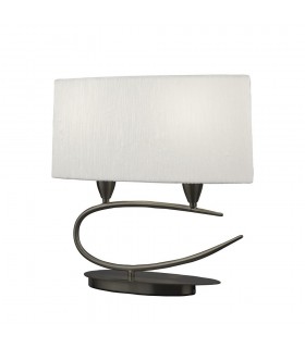 Table Lamp 2 Light E27, Satin Nickel with White Shade - 1