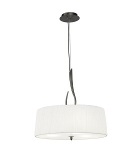 Cylindrical Ceiling Pendant 3 Light E27, Satin Nickel with White Shade - 1