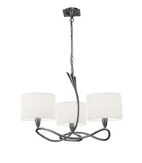 Ceiling Pendant 3 Light E27, Satin Nickel with White Shades - 1