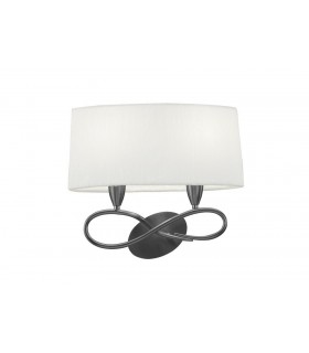 Wall Lamp Switched 2 Light E27, Satin Nickel with White Shade - 1