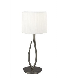 Table Lamp 1 Light E27, Satin Nickel Large with White Shade - 1