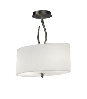 Semi Flush Ceiling 2 Light E27, Satin Nickel with White Shade - 1