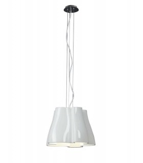 Dome Ceiling Pendant 3 Light E27, Gloss White, Polished Chrome - 1