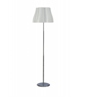 Floor Lamp 3 Light E27, Gloss White, Polished Chrome - 1