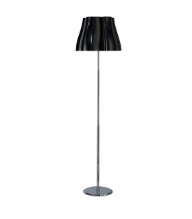 Floor Lamp 3 Light E27, Gloss Black, Polished Chrome - 1