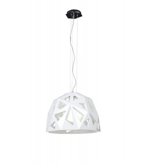 Dome Ceiling Pendant E27, Gloss White, Polished Chrome - 1